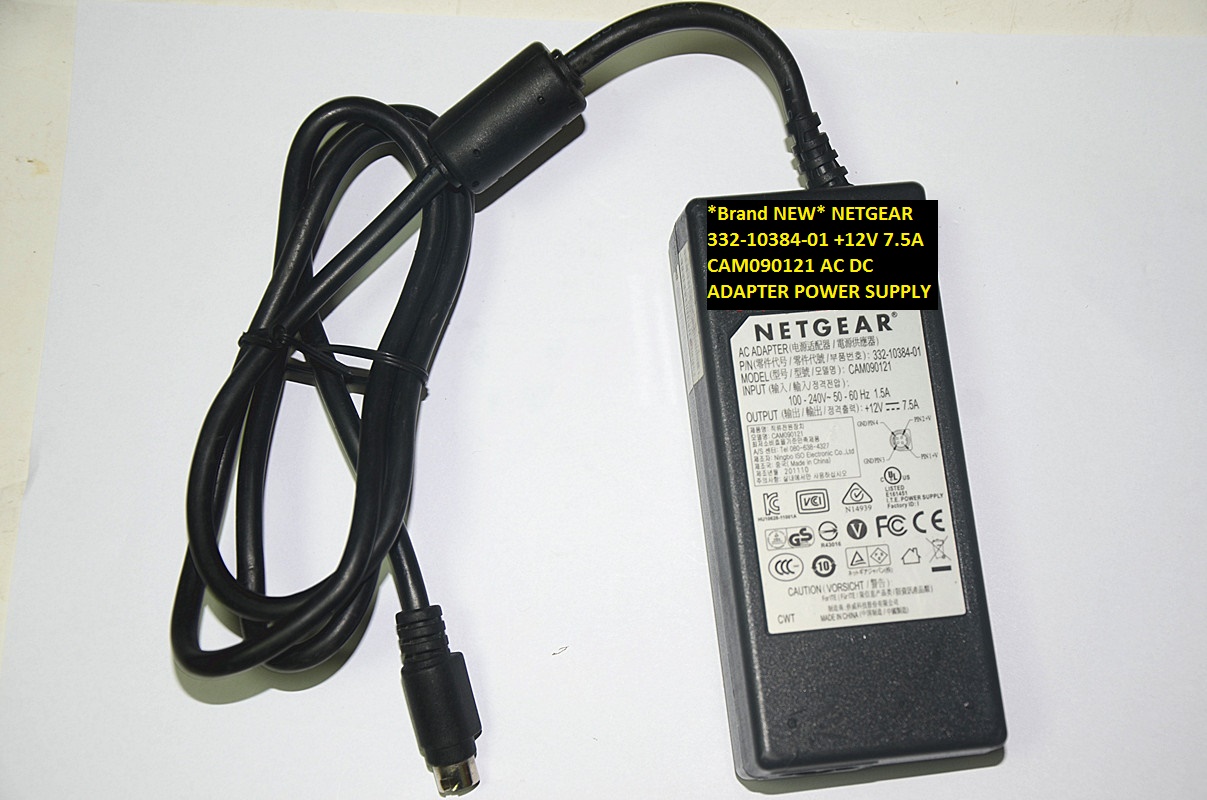 *Brand NEW* NETGEAR 332-10384-01 +12V 7.5A CAM090121 AC DC ADAPTER POWER SUPPLY